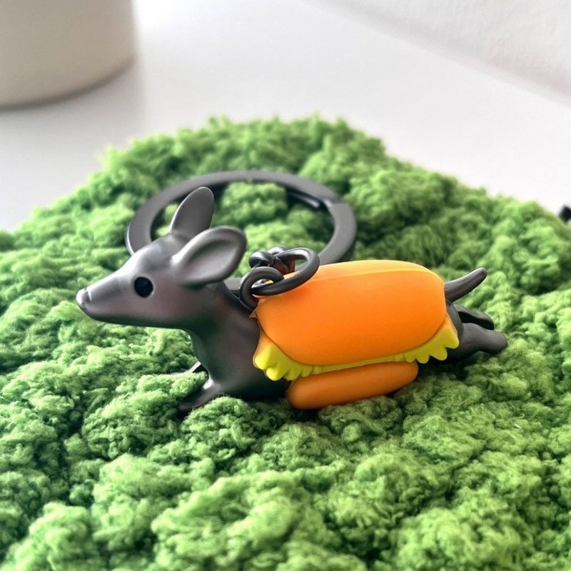 【Metalmorphose】MTM Dachshund Keychain Animal Charm / Gift / Food Design - Keychains - Other Metals Black