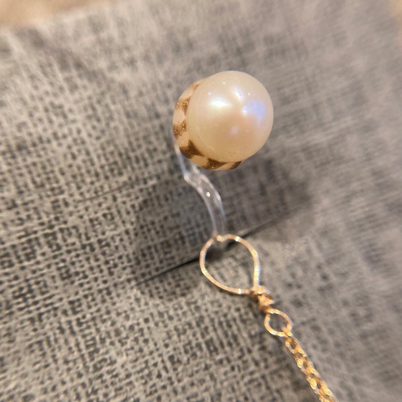 Pearl Single Earring　(With removable chain) - ต่างหู - ไข่มุก 