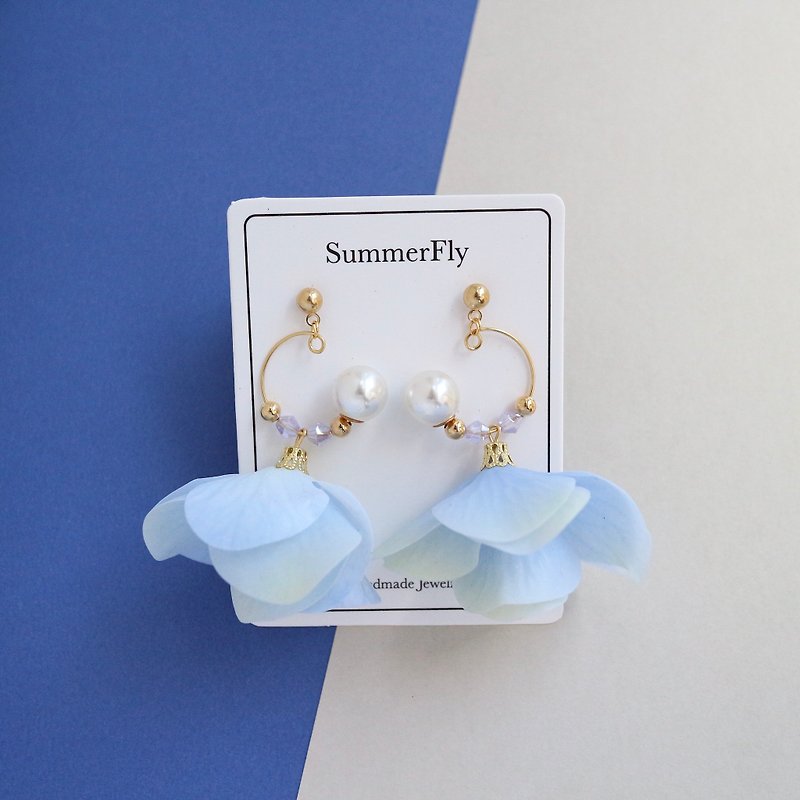 flower petal earrings drop earrings birthday gift Valentine's Day  bridal - Earrings & Clip-ons - Plants & Flowers Blue