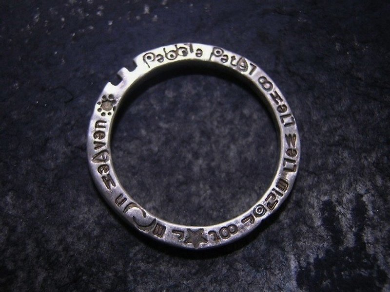 wisher ( mille-feuille ) ( engraved stamped message sterling silver jewelry rabbit star moon ring 愿 星 月 兔 兔子 兔虫 刻印 雕刻 銀 戒指 指环 ) - แหวนทั่วไป - โลหะ 