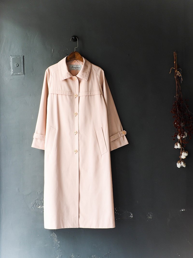 River water mountain - Fukushima love pink youth dream girl antique trench coat coat trench_coat dustcoat jacket coat oversize vintage - เสื้อสูท/เสื้อคลุมยาว - เส้นใยสังเคราะห์ สึชมพู