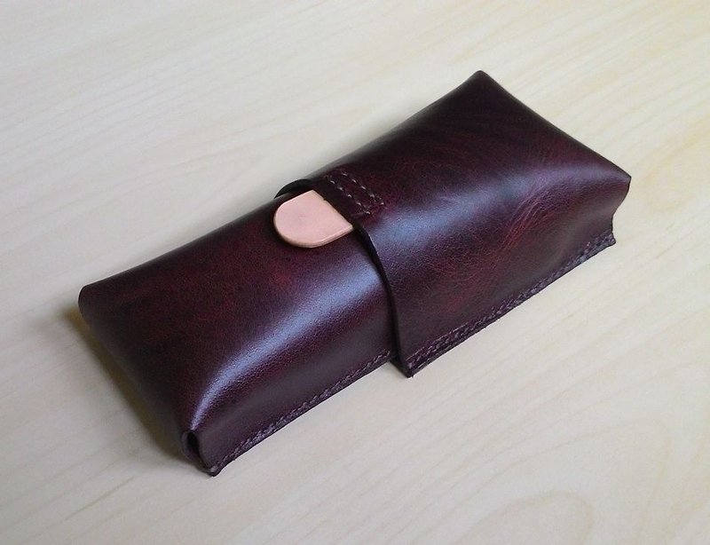 capsule-capsule leather pencil case/pen case - Pencil Cases - Genuine Leather Brown
