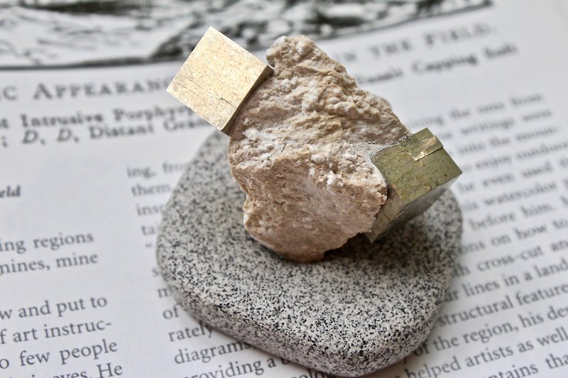 Shizu SHIZAI - Spanish pyrite / fools gold - with base - ของวางตกแต่ง - เครื่องเพชรพลอย สีทอง