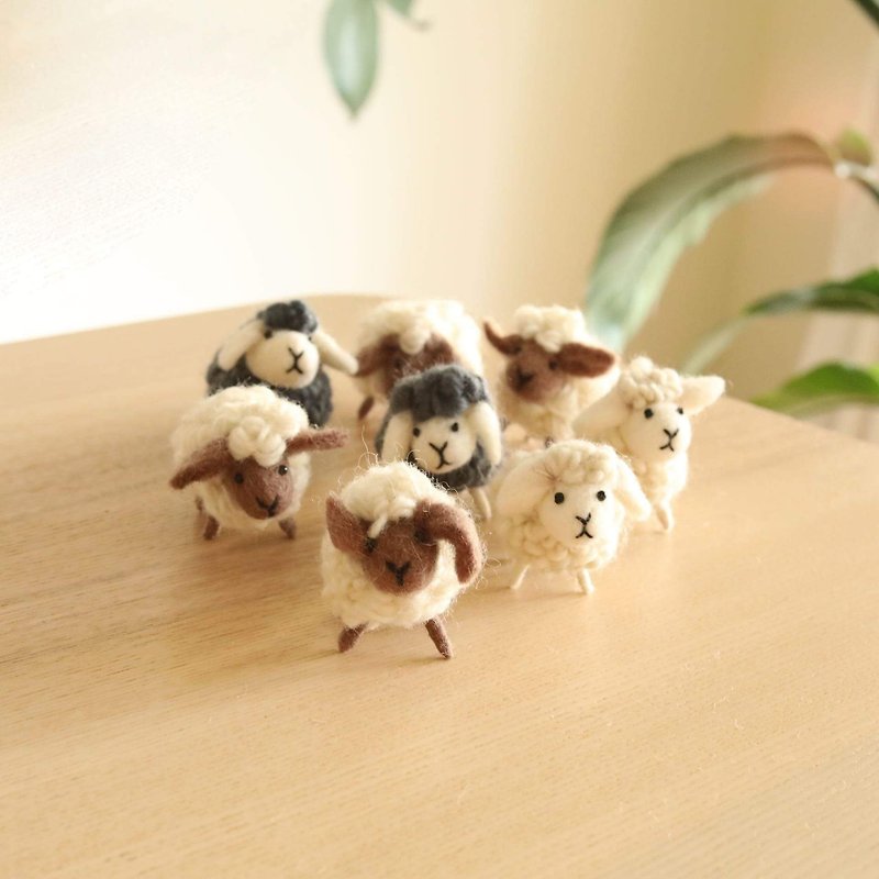 羊毛氈桌上小擺飾 - 綿羊群 - 公仔模型 - 羊毛 