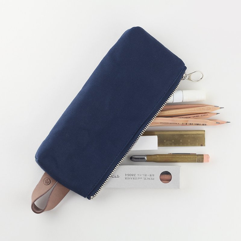 Storage bag/pencil case/cosmetic bag--Prussian blue - Pencil Cases - Cotton & Hemp Blue