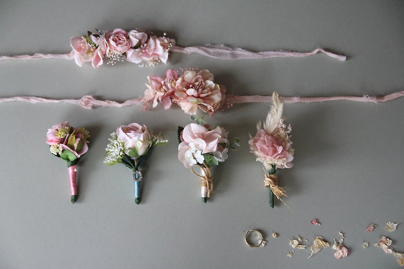 Corsages , Buttonholes , hand flower , Wrist corsage , Parents corsages - เข็มกลัด/ข้อมือดอกไม้ - พืช/ดอกไม้ สึชมพู