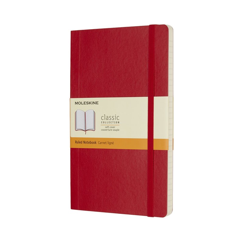 MOLESKINE 經典紅色軟皮筆記本 L型 橫線 - 筆記本/手帳 - 紙 紅色