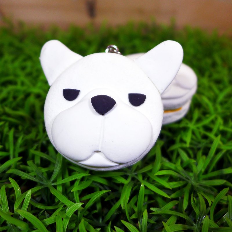 【Saturn Ring】 Peta Planet: French Bulldog (White) | Light Earth. Water repellent. Can change necklace / magnet / pin - Keychains - Clay White