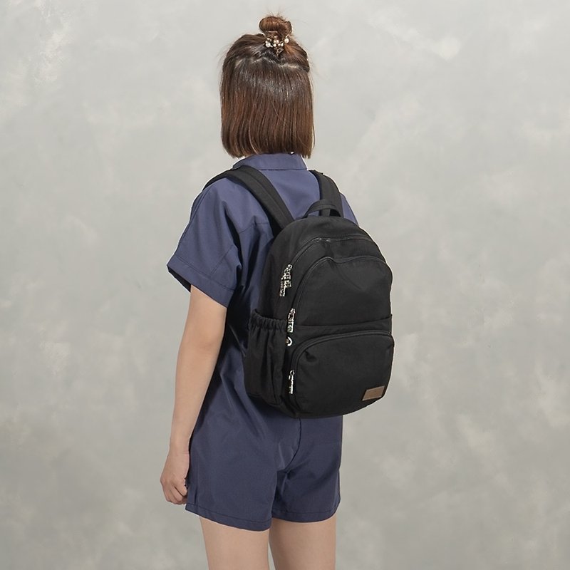 Backpack-Clear Sky Double Zipper Water Resistant Backpack-6004-1-Multicolor Optional - กระเป๋าเป้สะพายหลัง - ไนลอน สีดำ