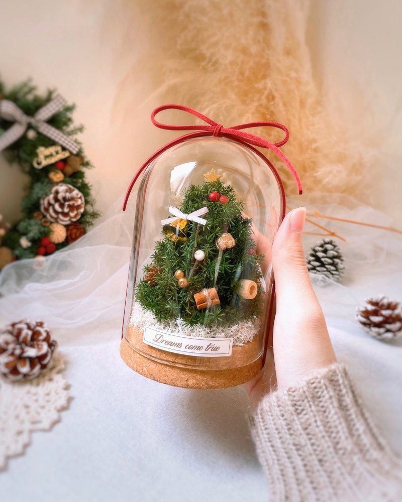 [Christmas tree flower cup] Forest style l Christmas tree Christmas gift Japanese immortal cedar - ช่อดอกไม้แห้ง - พืช/ดอกไม้ สีเขียว