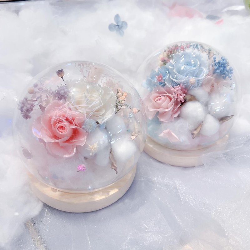 Cloud Glass Cover Ball Glass Cover Immortal Flower Glass Cover - Dried Flowers & Bouquets - Plants & Flowers Pink