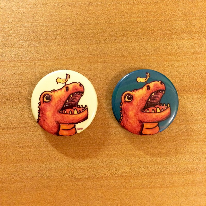 Darwa--Little Dinosaur and Cardinal Friend (2 Colors)-Badge - Badges & Pins - Plastic 