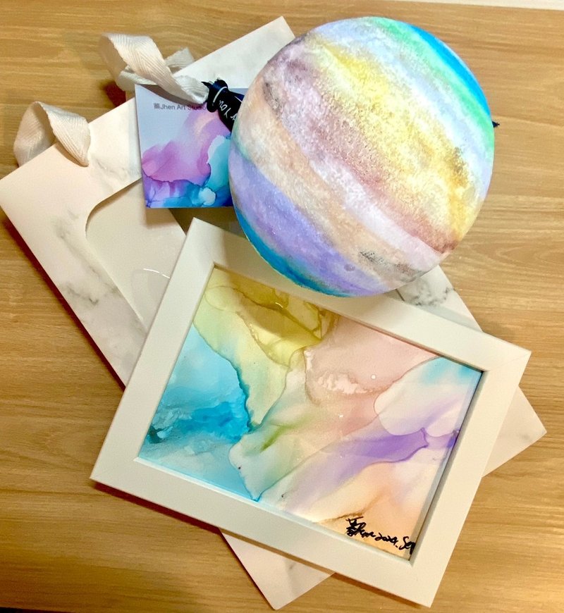 [Taiwan Exclusive] Alcohol Ink [Planet Lamp] [Experience Course] Special Class for Couples and Children - Illustration, Painting & Calligraphy - Other Materials 