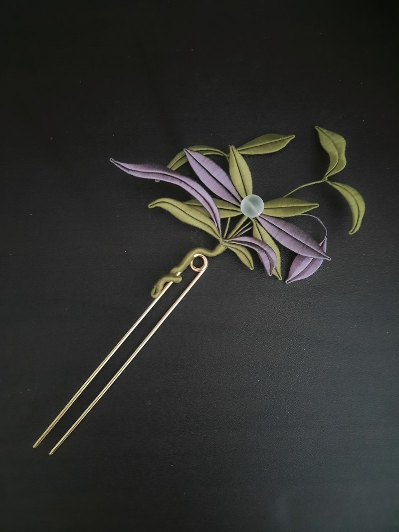 [Ready stock] No-name flower hairpin in the leisurely night - เครื่องประดับผม - งานปัก 