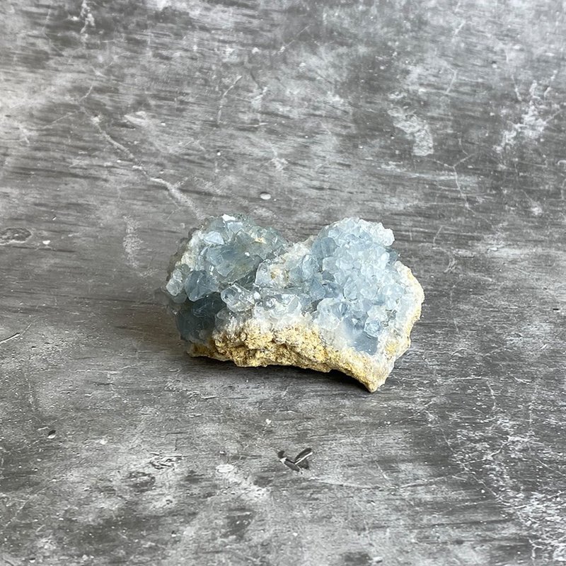 水晶簇- 天青石原礦  辦公室療癒微景觀 裝置擺飾 一物一圖 - 擺飾/家飾品 - 寶石 藍色