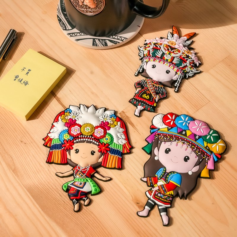 [Original Fengyi Station] Aboriginal Totem Magnet Refrigerator Magnet | Small | Impression of Aboriginal clothing in Taiwan - อื่นๆ - ไฟเบอร์อื่นๆ 