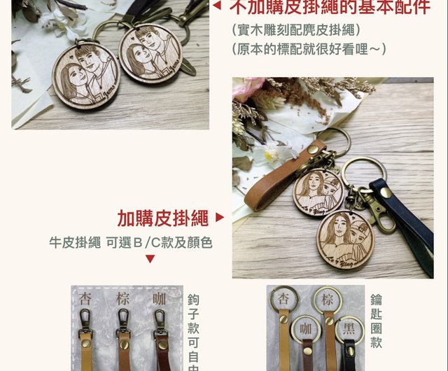 Realistic version of customized keychain solid wood keychain couple keychain  Christmas exchange gift - Shop machibao studio Keychains - Pinkoi