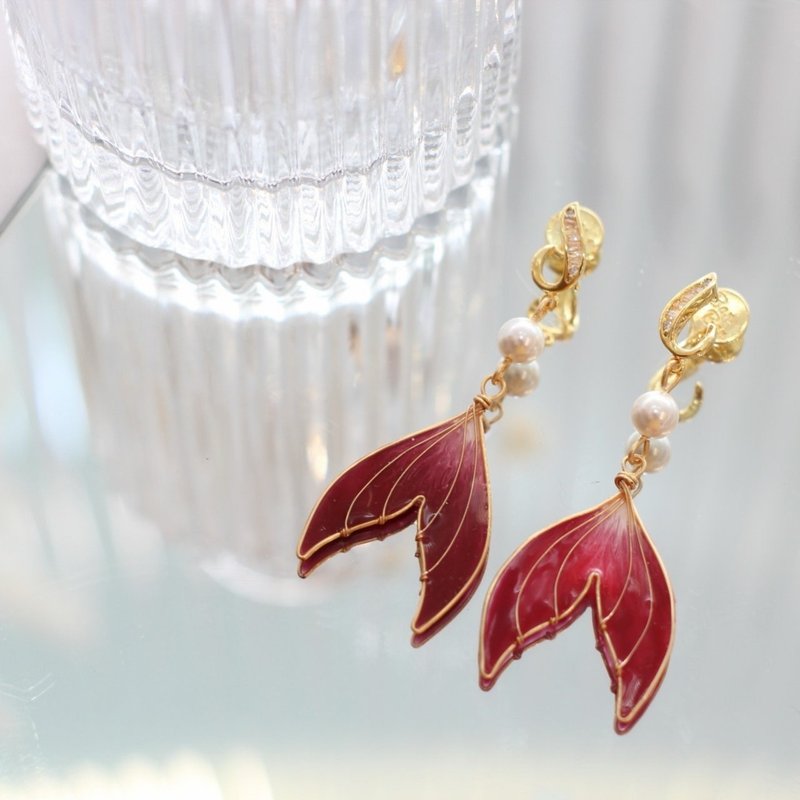 Red Haze| Red Haze - Earrings & Clip-ons - Resin Red