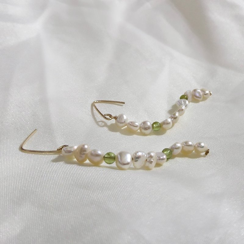Teng Ling Season series | 14K gold-injected ear hooks and pearl crystal design earrings - Earrings & Clip-ons - Pearl 