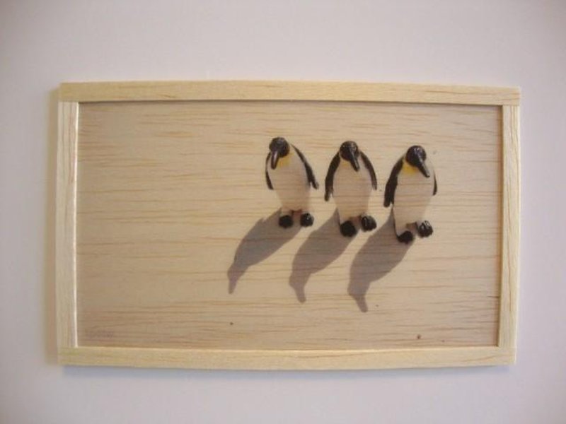 3 penguins - 壁貼/牆壁裝飾 - 木頭 