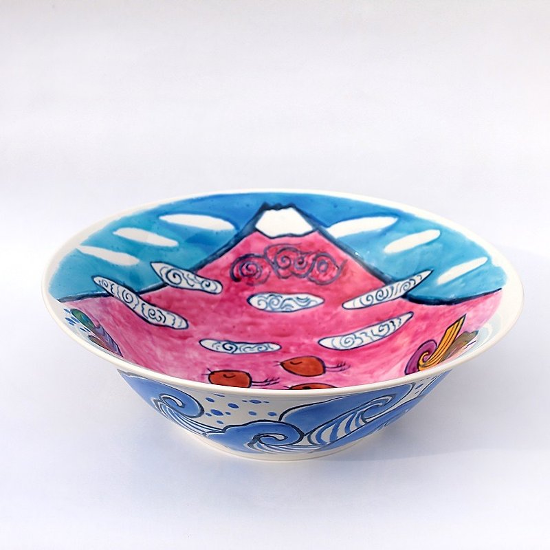 Waves and staggers and a large bowl of red Fuji - Small Plates & Saucers - Porcelain Multicolor