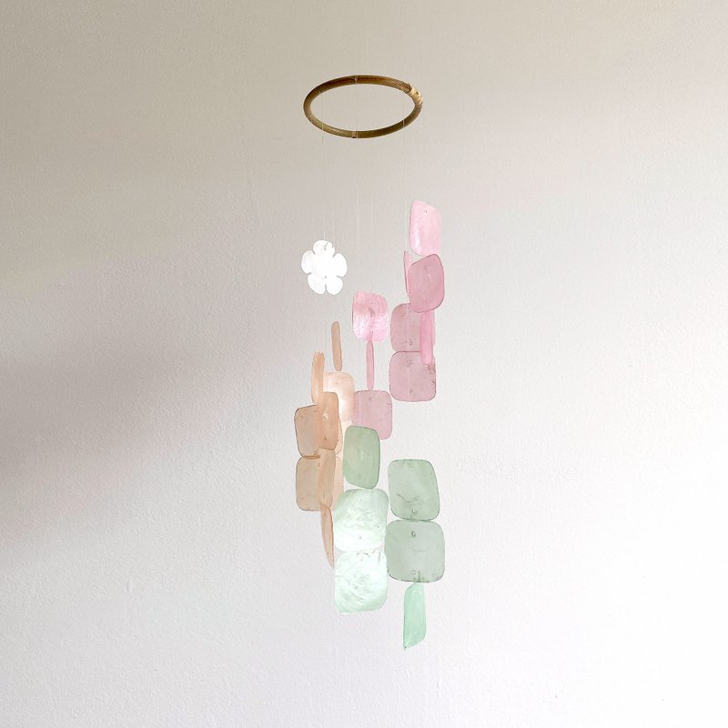 DIY-KIT| Argentina Florist-L.Pink-Flower,Square| Shell Wind Chime Mobile |#0-346 - 其他 - 貝殼 粉紅色