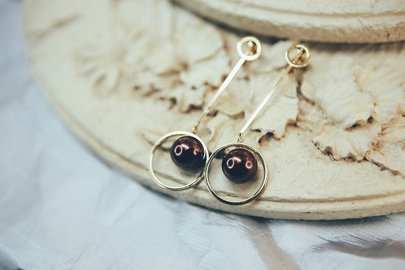 COR-DATE-Minimalism - hanging around the planet earrings - dark coffee -600 - Earrings & Clip-ons - Other Metals Gold