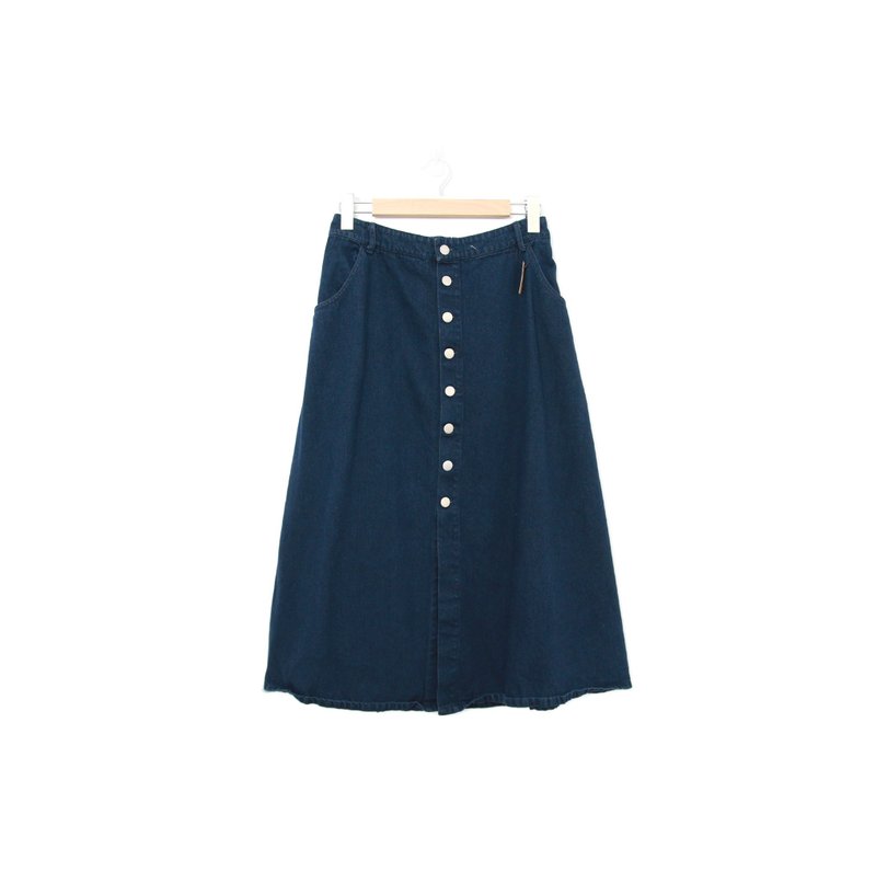 Back to Green- 復古丹寧長裙35-42 腰可穿 /ds-16 vintage skirt - 裙子/長裙 - 棉．麻 