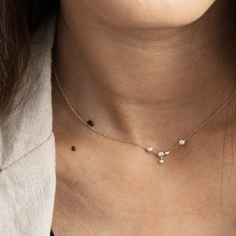 18K Cancer Diamond Necklace - สร้อยคอ - เพชร สีส้ม