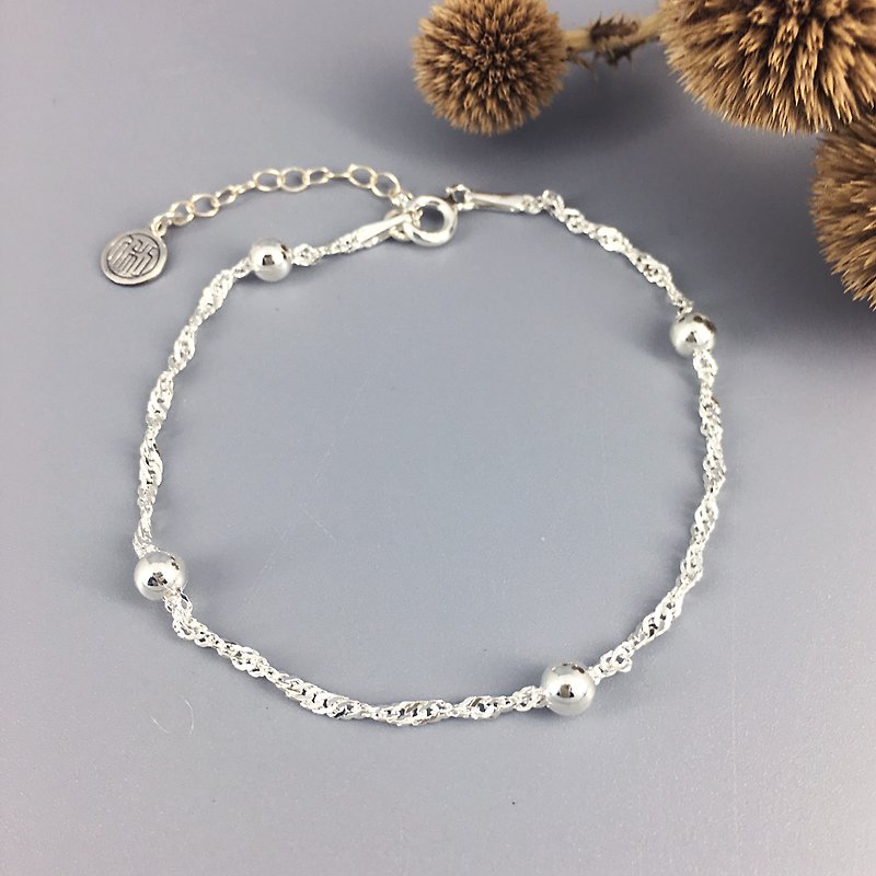 s925 sterling silver bracelet (medium) - three kinds of chains + extension chain Bracelets chain - Bracelets - Sterling Silver Silver