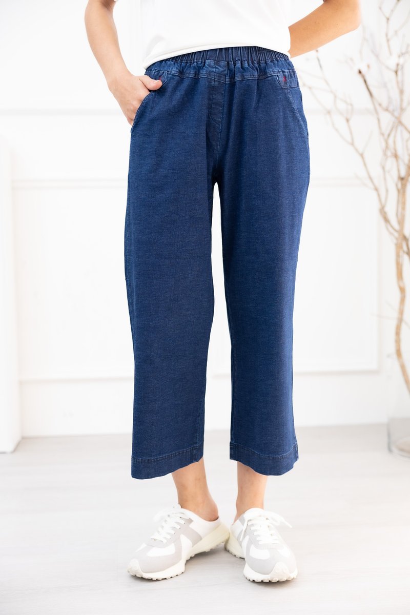 Jeans wide trousers dark blue - กางเกงขายาว - วัสดุอื่นๆ สีน้ำเงิน