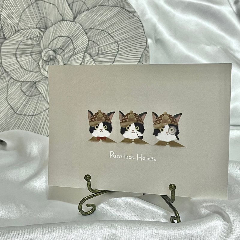 明信片 | 福爾喵斯 Purrlock Holmes 偵探貓 - 卡片/明信片 - 紙 