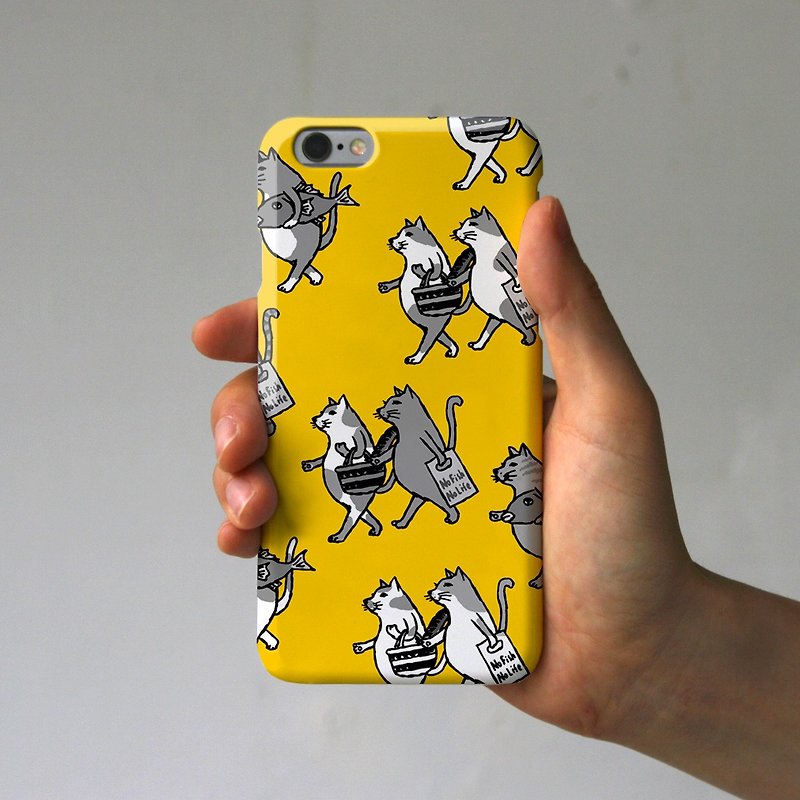 iPhoneケース　猫たち　イエロー - スマホケース - プラスチック イエロー