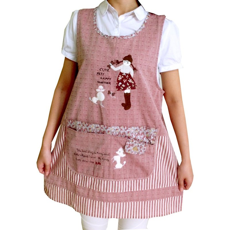 [BEAR BOY] Poodle Girl Apron-Red (Tie Back) - Aprons - Other Materials 