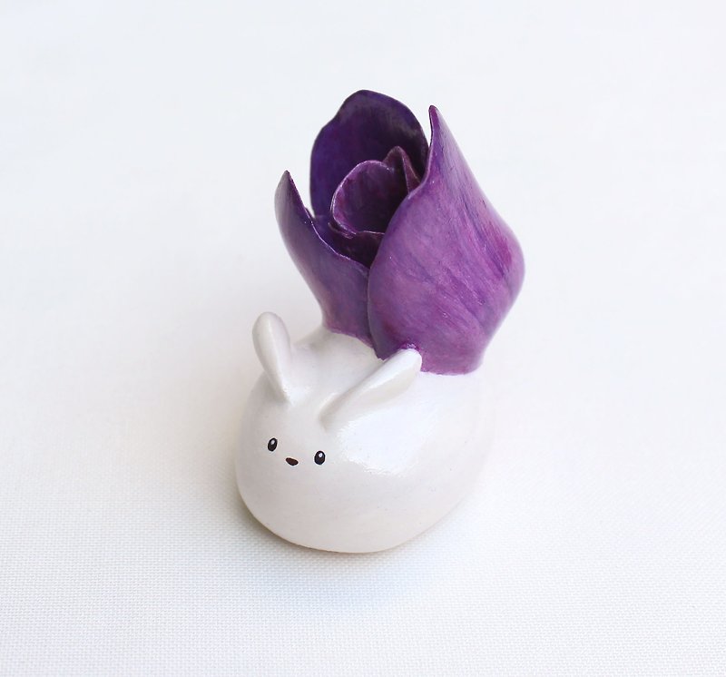 Tulip Rabbit / Doll / Decoration - ของวางตกแต่ง - ดินเหนียว สีม่วง