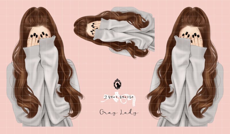 Grey Lady - White Printed PET (blue lion) (suyeon) person sticker girl sticker - 貼紙 - 紙 多色
