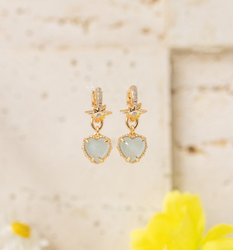 Aqua twinkle aquamarine gold earrings - Earrings & Clip-ons - Sterling Silver Gold