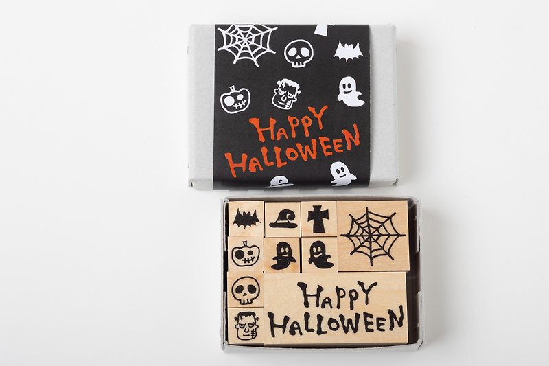Halloween stamp set*Rubber stamp set of 10*RS032_y - Stamps & Stamp Pads - Wood 