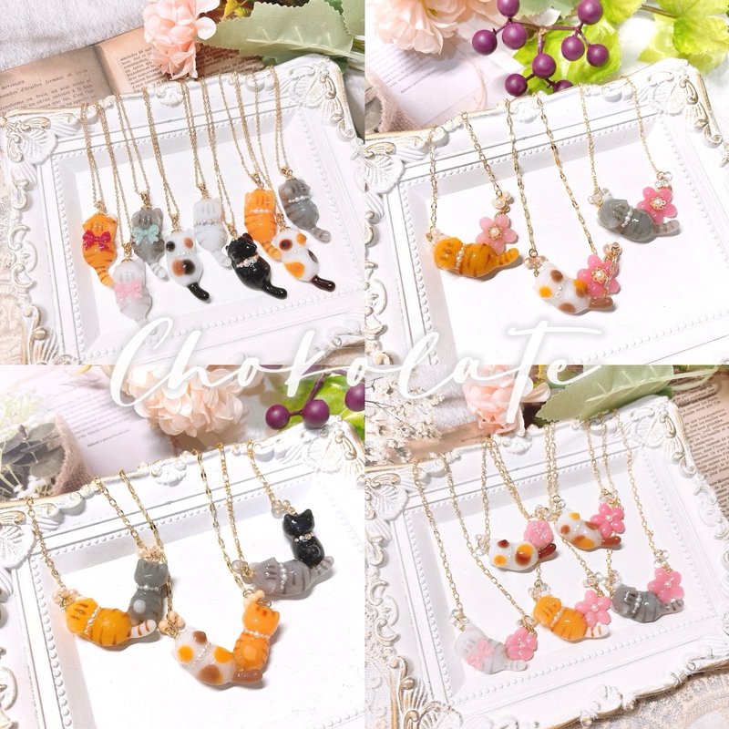 (Customized/Customized with drawings) Three-dimensional cat choker necklace customized gift - สร้อยคอ - เรซิน หลากหลายสี