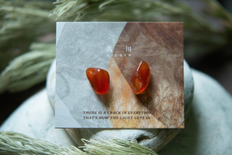 CRACK | 礦物系耳環 |  EARRINGS - 耳環/耳夾/耳骨夾 - 玉石 紅色