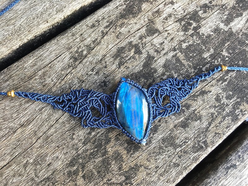 South American Braided Labradorite Necklace - สร้อยคอ - เครื่องประดับพลอย สีน้ำเงิน