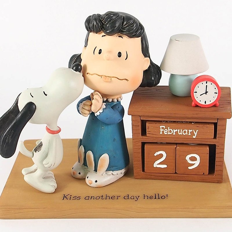 Snoopy手工日曆雕塑-早安親親 Hallmark-Peanuts史奴比 手工雕塑 - 裝飾/擺設  - 其他材質 藍色