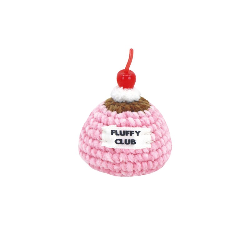 SWEET PUDIING KEYCHAIN (STRAWBERRY YOGURT) - 鑰匙圈/鑰匙包 - 繡線 粉紅色
