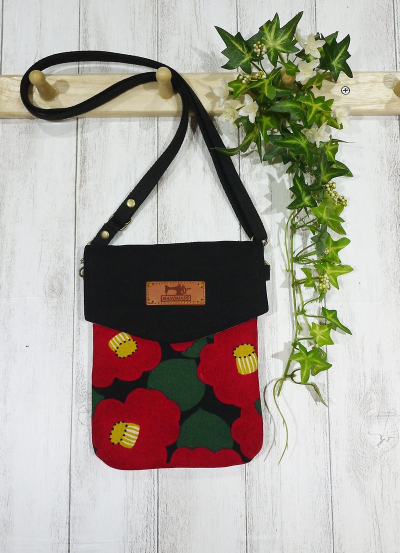 Cross-body bag, fallen wildflower, red hibiscus, gift, preferred - Messenger Bags & Sling Bags - Cotton & Hemp 