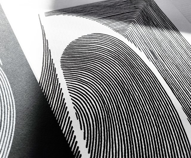 2個セット オリジナルラインアート 黒と白 抽象的な形のアートワーク