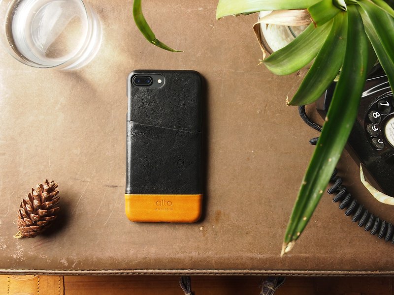 Alto Leather Phone Case Back Cover for iPhone 7/8 Plus 5.5 inch Metro-Black/ Brown - เคส/ซองมือถือ - หนังแท้ สีดำ