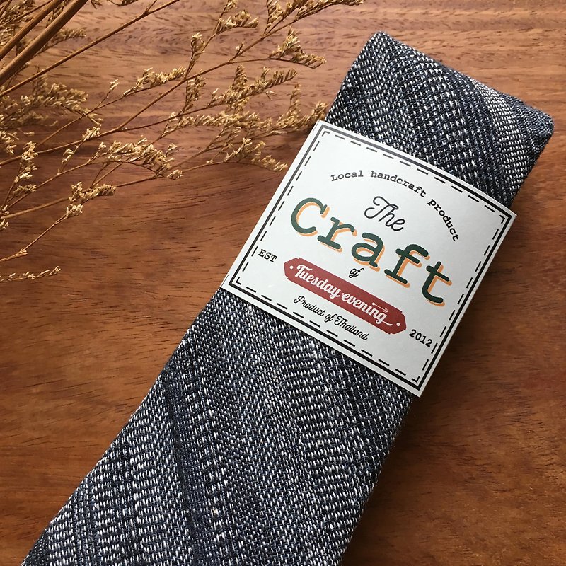 Handicraft Cotton Grey Streak Neck Tie - เนคไท/ที่หนีบเนคไท - ผ้าฝ้าย/ผ้าลินิน สีเทา