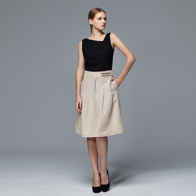 A-line skirt - กระโปรง - วัสดุอื่นๆ สีกากี
