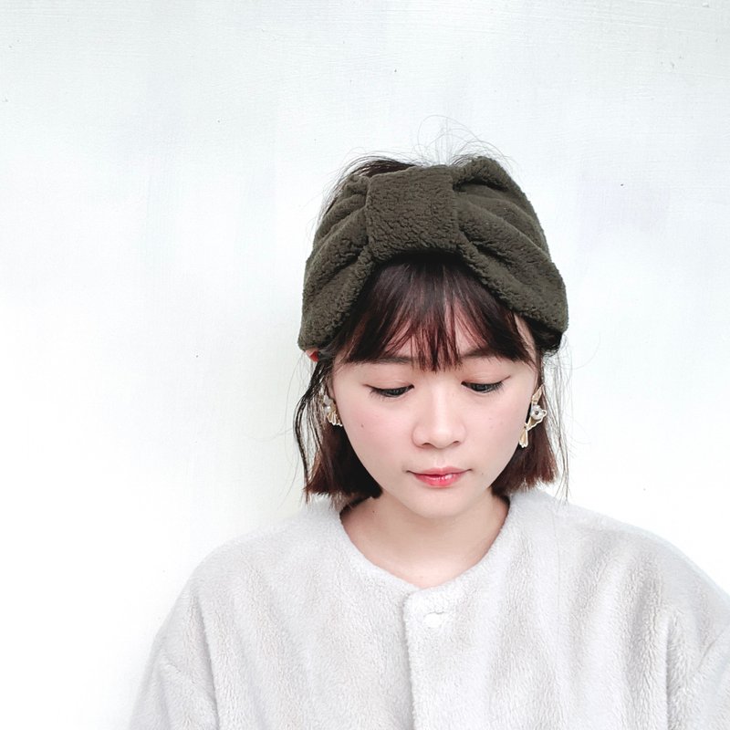 聖誕前夕 好煩小姐 冬天髮帶 墨綠毛料 - 髮箍/髮帶 - 聚酯纖維 綠色