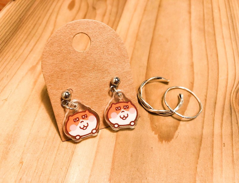 Love you の cat anti-allergic ear acupuncture / earrings and Clip-On Cats Earring Meow! - ต่างหู - วัสดุกันนำ้ สีเหลือง